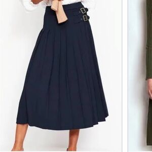 Boden Josephine midi kilt Elegant Navy Pleated Skirt 8